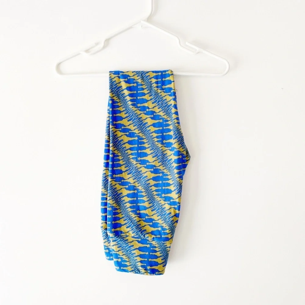 Giraffe Print Blue Yellow Legging | OS (Lularoe Size Chart: One Size 2-12) NWOT - Picture 3 of 8